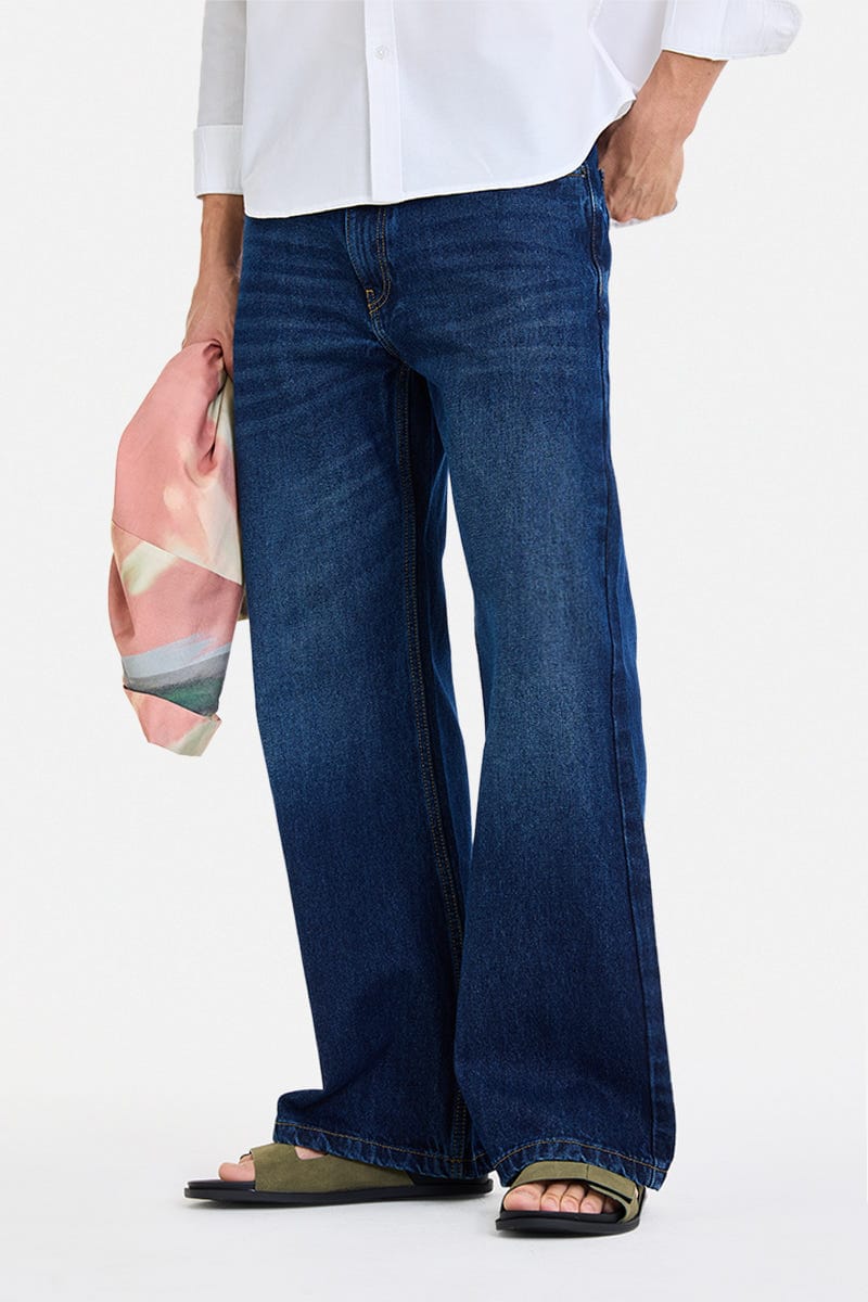 Flared Fit Washed Jeans